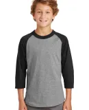 Sport Tek Youth Colorblock Raglan Jersey YT200 in Heathr/gry/blk