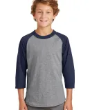 Sport Tek Youth Colorblock Raglan Jersey YT200 in Heathr/gry/nvy