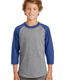 Sport Tek Youth Colorblock Raglan Jersey YT200 in Heathr/gry/roy