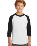 Sport Tek Youth Colorblock Raglan Jersey YT200 in White/black