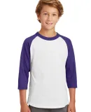 Sport Tek Youth Colorblock Raglan Jersey YT200 in White/purple