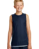 Sport Tek Youth PosiCharge Mesh153 Reversible Slee True Navy/Wht