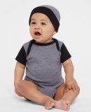 4400 Onsie Rabbit Skins Infant Lap Shoulder Creepe in Granite hth/ blk