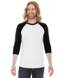 BB453 American Apparel Unisex Poly Cotton 3/4 Slee White/ Black