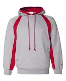 1262 Badger Adult Hook Hooded Fleece Oxford/ Red