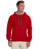 185C00 Gildan Adult Heavy BlendContrast Hooded Swe RED/ SPORT GREY