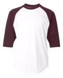 2133 Badger Youth Performance 3/4 Raglan-Sleeve Ba in White/ maroon