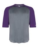 2133 Badger Youth Performance 3/4 Raglan-Sleeve Ba in Graphite/ purple