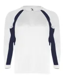 2154 Badger Youth Performance Long-Sleeve Hook Ath White/ Navy