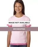2638 LA T Girls' Baby Rib Double Ruffle Tee Brown/Pink