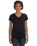 3507 LA T Ladies V-Neck Longer Length T-Shirt in Black