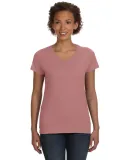 3507 LA T Ladies V-Neck Longer Length T-Shirt in Mauvelous