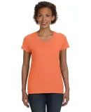 3507 LA T Ladies V-Neck Longer Length T-Shirt in Papaya