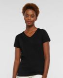 3507 LA T Ladies V Neck Longer Length T Shirts in Black
