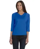 3577 LA T Ladies' V-Neck 3/4-Sleeve T-Shirt in Royal