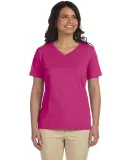 3587 LA T Ladies' V-Neck T-Shirt in Fuchsia