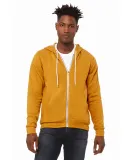 BELLA+CANVAS 3739 Unisex Poly-Cotton Fleece Zip Ho in Heather mustard