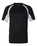 4144 Badger Adult B-Core Short-Sleeve Two-Tone Hoo in Black/ white