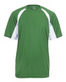 4144 Badger Adult B-Core Short-Sleeve Two-Tone Hoo in Kelly/ white