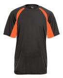 4144 Badger Adult B-Core Short-Sleeve Two-Tone Hoo in Graphite/ safety orange