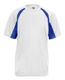 4144 Badger Adult B-Core Short-Sleeve Two-Tone Hoo in White/ royal