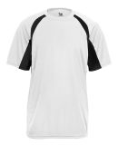 4144 Badger Adult B-Core Short-Sleeve Two-Tone Hoo in White/ black