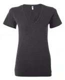 BELLA 6035 Womens Deep V Neck T Shirts in Dark gry heather