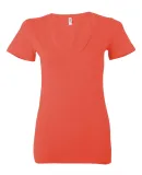 BELLA 6035 Womens Deep V Neck T Shirts in Coral