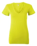 BELLA 6035 Womens Deep V Neck T Shirts in Neon yellow