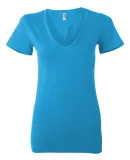 BELLA 6035 Womens Deep V Neck T Shirts in Neon blue