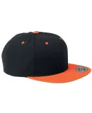 Yupoong 6089M Wool Blend Snapback GREEN Under Bill in Black/ neon orange