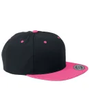 Yupoong 6089M Wool Blend Snapback GREEN Under Bill in Black/ neon pink