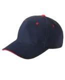 6262 Yupoong Brushed Cotton Twill Sandwich Cap NAVY/ RED