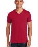 64V00 Gildan Adult Softstyle V Neck T Shirts in Cherry red