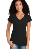 64V00L Gildan Junior Fit Softstyle V-Neck T-Shirt in Black