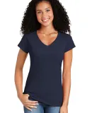 64V00L Gildan Junior Fit Softstyle V-Neck T-Shirt in Navy