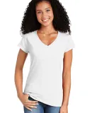 64V00L Gildan Junior Fit Softstyle V-Neck T-Shirt in White