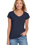 64V00L Gildan Junior Fit Softstyle V Neck T Shirts in Navy