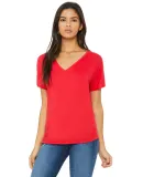 BELLA 8815 Womens Flowy V-Neck T-shirt in Red