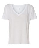 BELLA 8815 Womens Flowy V Neck T Shirts in White