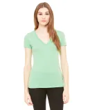 BELLA 8435 Womens Fitted Tri-blend Deep V T-shirt in Green triblend