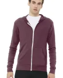 BELLA+CANVAS 3939 Unisex Tri-blend Lightweight Hoo in Maroon triblend