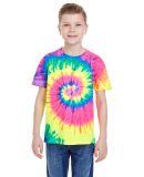 H1000b tie dye Youth Tie-Dyed Cotton Tee in Neon rainbow