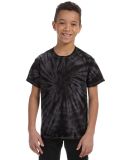 H1000b tie dye Youth Tie-Dyed Cotton Tee in Spider black