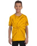 H1000b tie dye Youth Tie-Dyed Cotton Tee in Spider gold
