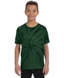 H1000b tie dye Youth Tie-Dyed Cotton Tee in Spider green