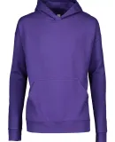 L2296 LA T Youth Fleece Hooded Pullover Sweatshirt in Purple