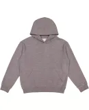 L2296 LA T Youth Fleece Hooded Pullover Sweatshirt in Granite heather