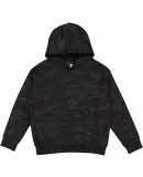 L2296 LA T Youth Fleece Hooded Pullover Sweatshirt in Storm camo