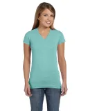 L3607 LA T Juniors' Fine Jersey V-Neck Longer Leng in Chill